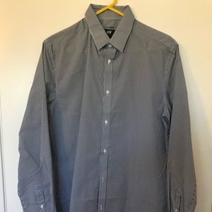 Blue pin stripe button up shirt